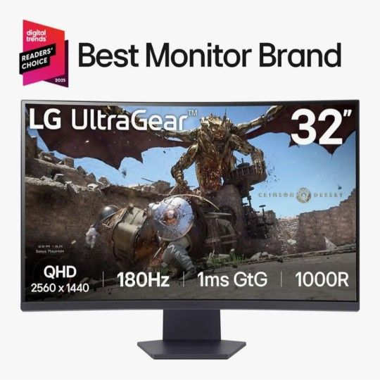 LG UltraGear 32" QHD 180hz 1ms AMD FreeSync Gaming Monitor with HDR10 (Model: 32GS60QC-B)