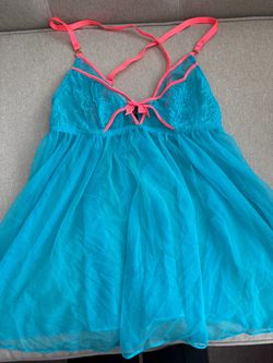 Teal and Pink Lace Babydoll Lingerie