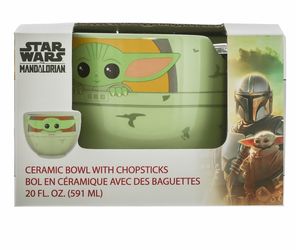 Star Wars Mandalorian Grogu Ceramic Bowl with Chopsticks