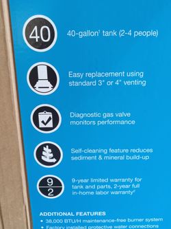 40 gallon water heater new in the box
