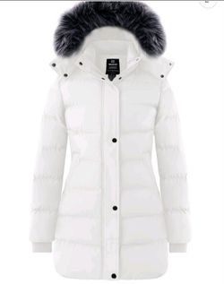 Womena puffer coat Faux fur Trim Hood 2x