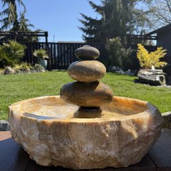 Handmade Cairn & White Onyx Quartz Water Feature