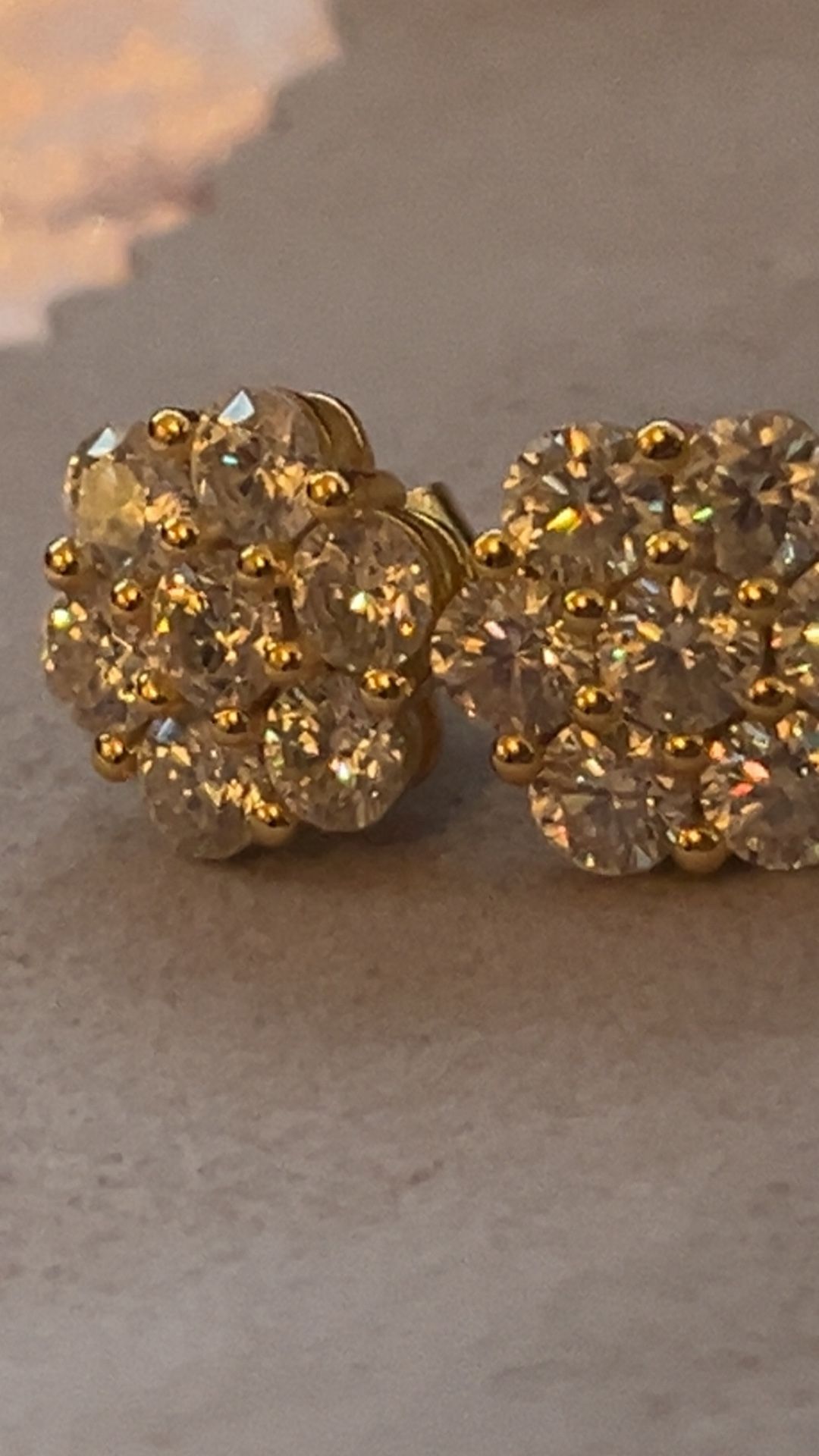 Honeycomb Moissanite 14k Gold Plated S925 Silver Earrings