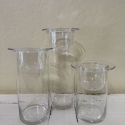 Set of Glass Candle Holders (qty 3)