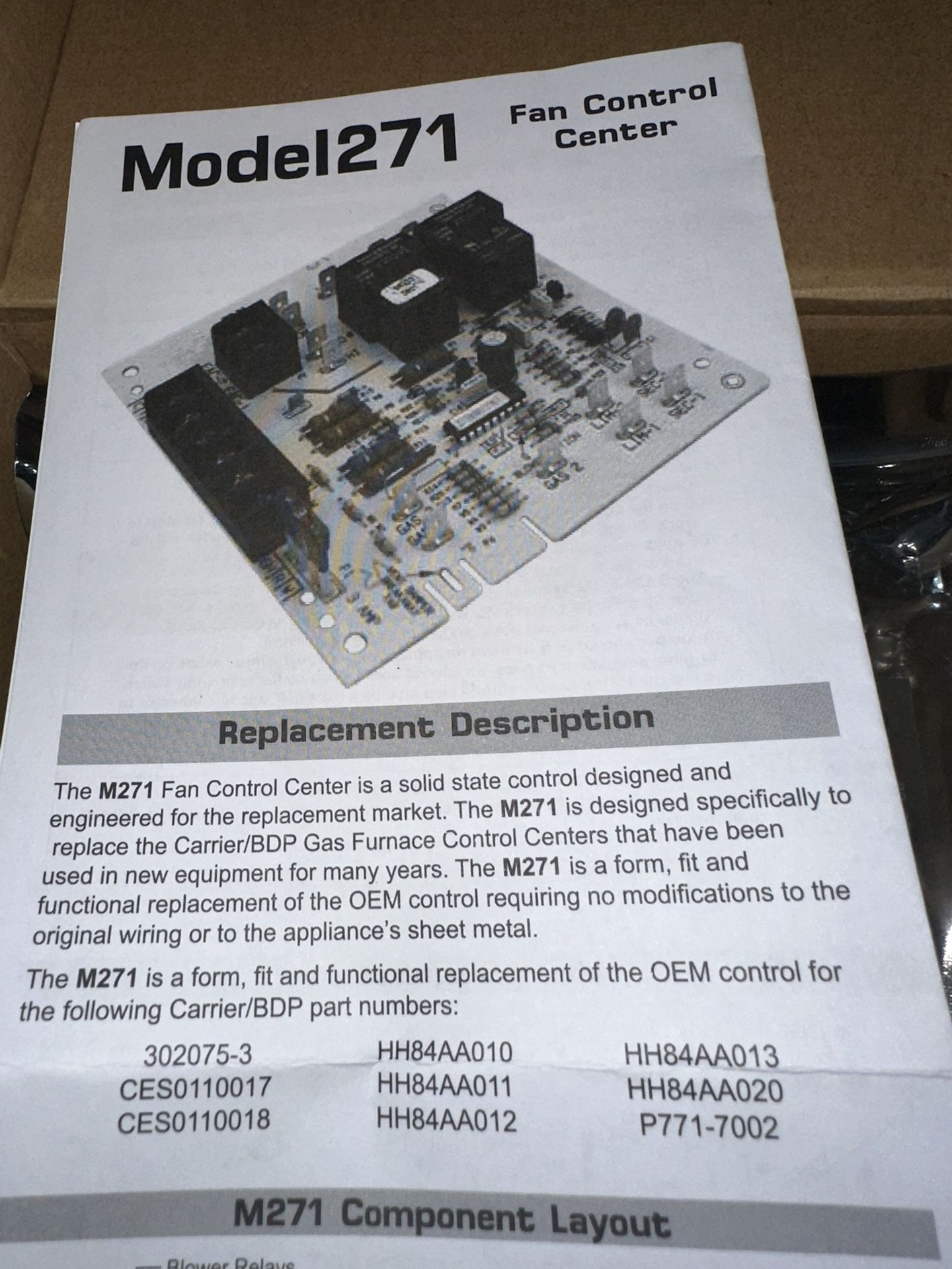 Model 271 Fan Control Center Fan Blower Replacement Gas Furnace 302075-3 695-100 HH84AA020 HH84AA010