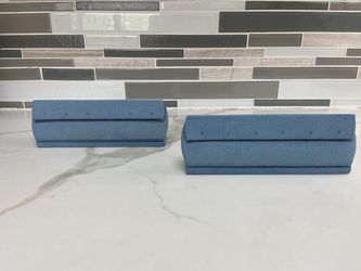 Set of Two 3 holders Earrings blue suede