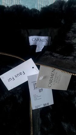 Carmen Marc Valvo Faux Fur Jacket XS
