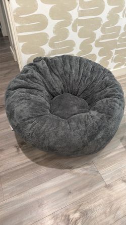 Gray Plush Bean Bag Chair