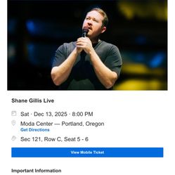 2x Tickets for Shane Gillis at Moda