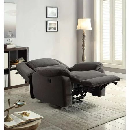 Serta Push-Button Power Recliner with Deep Body Cushions, Gray Fabric Gray Fabric - 37.75" W x 38" D x 41" H