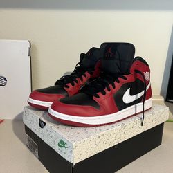 Air Jordan 1 Mid’ Gym Red Black Size 13