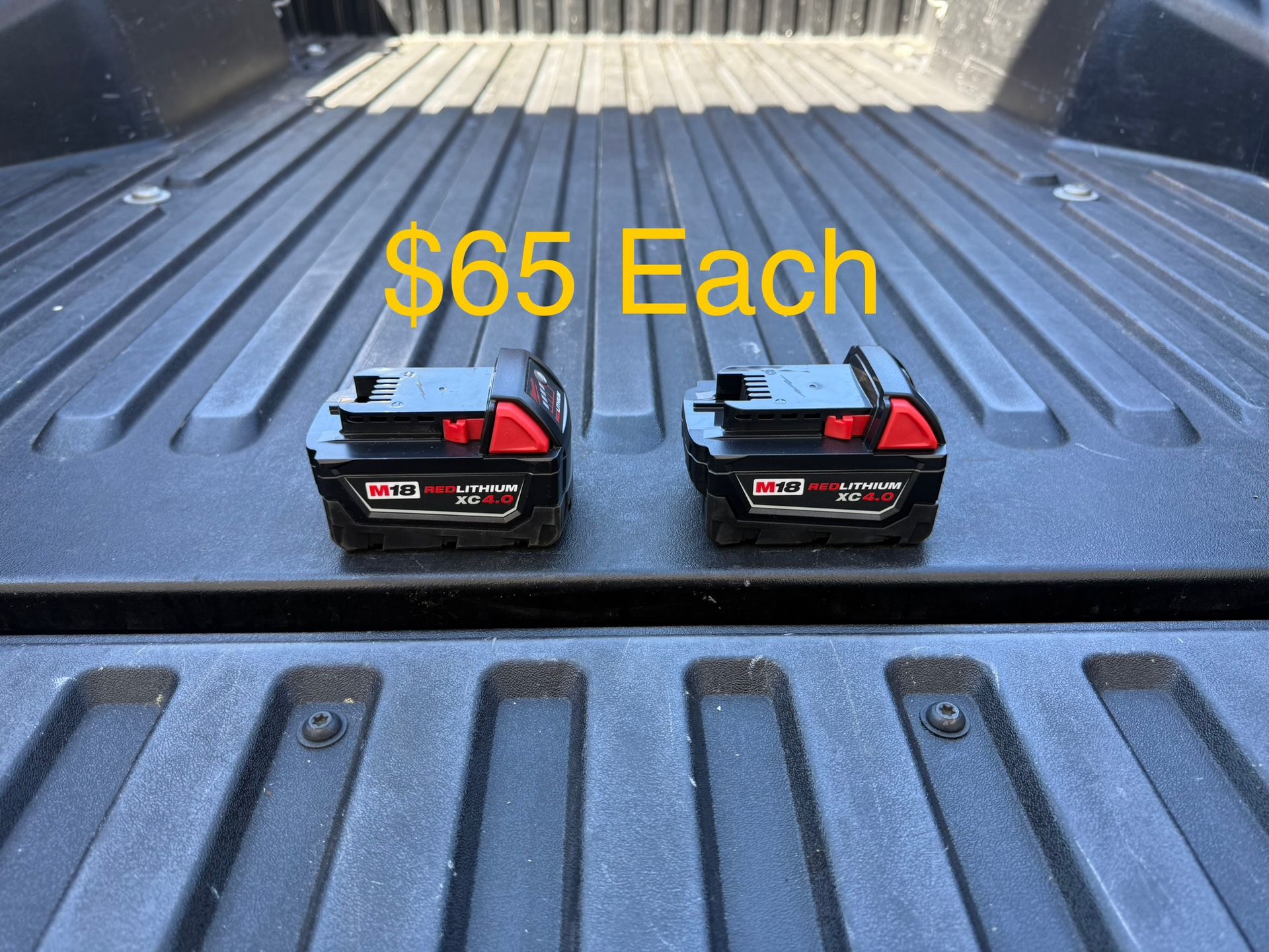 Milwaukee M18 18-Volt 4.0 Ah Lithium-Ion Battery XC Extended Capacity **$65 Each**