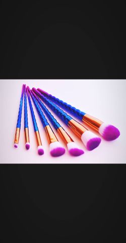 blue unicorn makeup brush set