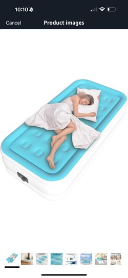 Twin Air Mattress with Built-in Pump, Single Air Bed with Portable Storage Bag, 18'' Blow up Mattress Suitable for Home and Guests, Top Flocking, 18" 