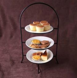 Party supply: set of Two Black Iron Works 3 Tier Dinner Plate Racks