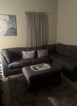 Sectional Sofa with Ottoman – Dark Gray