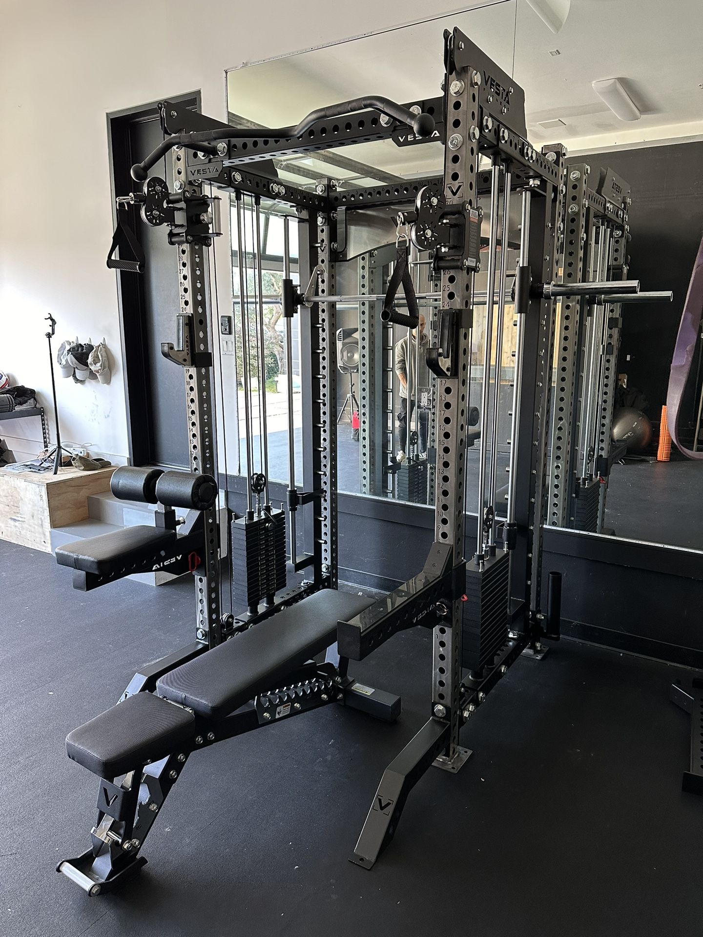 PRO SERIES Ultimate Half Rack Functional Trainer w/Smith Machine Bar 320lb Stack Gym Equipment Fitness Commercial Squat Rack
