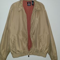 Chaps Jacket Mens Size Large Beige Bi Swing Bomber Red Plaid Lined