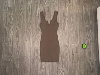 Cotton Candy LA Bodycon Mini Dress Brown Ribbed Womens Sz Small