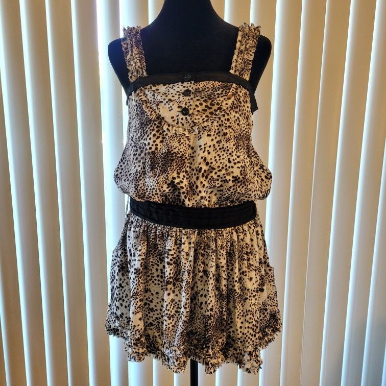 Animal Print Ruffle Mini Dress