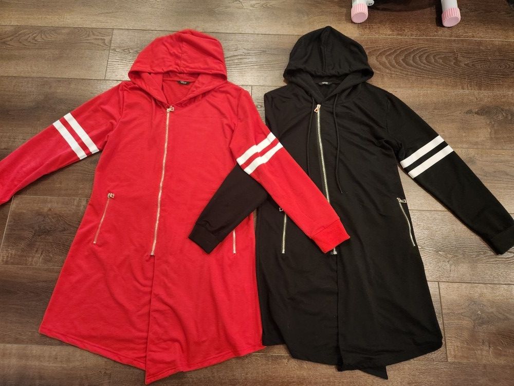 2 Coof Andy Long Hoodie , black and red, good condition, 2 for $3