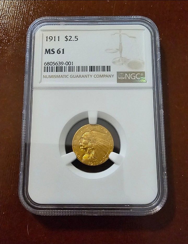 MS61 1911 $2.5 Indian Head
