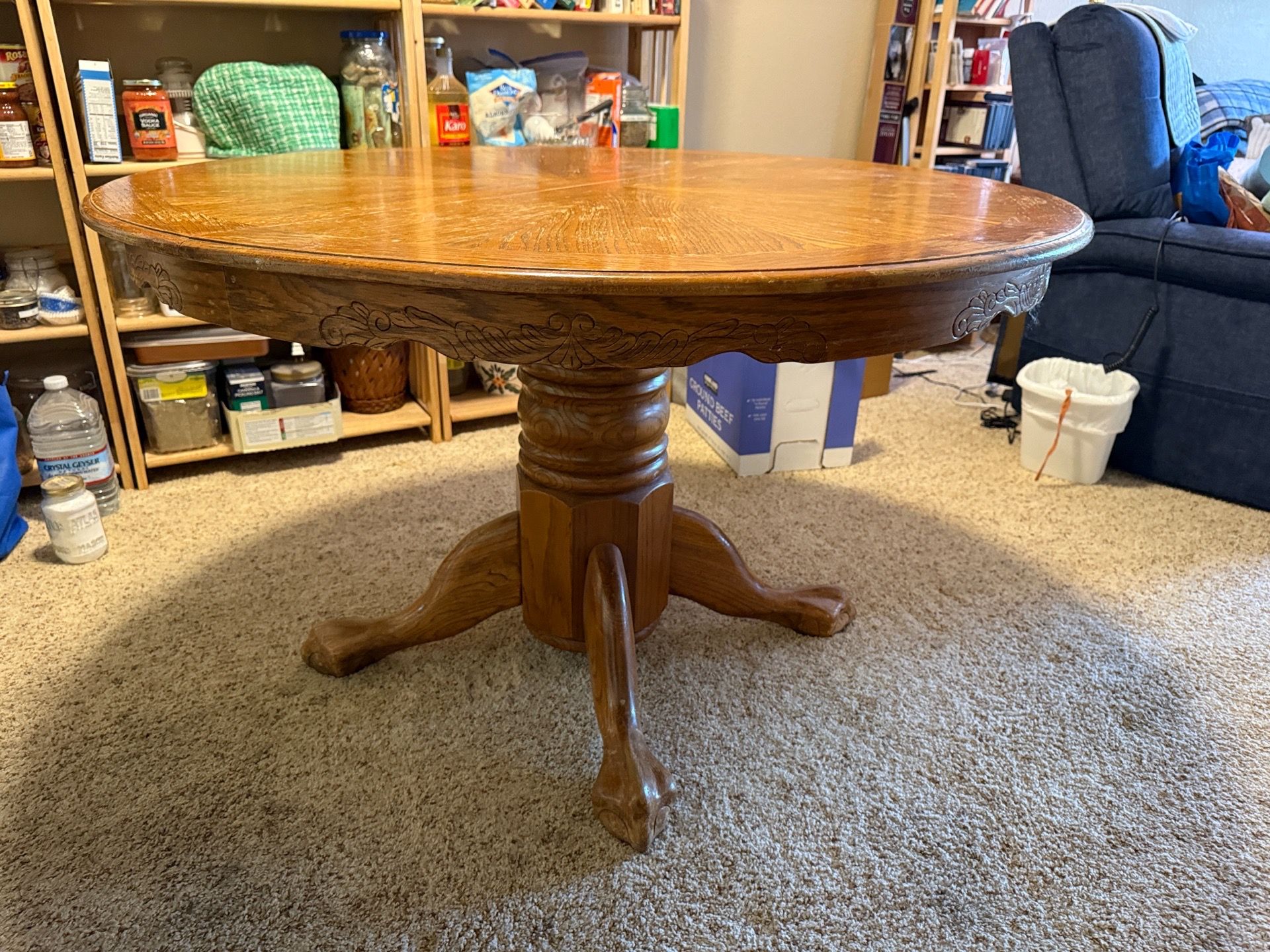 Solid Wood Round Dining Table Set – Pedestal Base + 2 Chairs