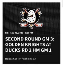 Ducks vs Golden Knights | Fri May 8