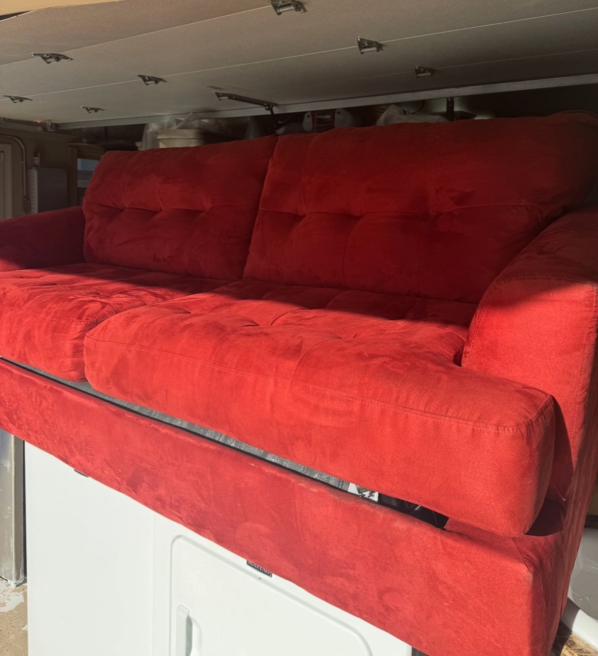 LIKE NEW Red pop-up Sleeper Couch