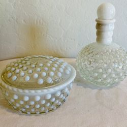 vintage mid century anchor hocking moonstone vanity set