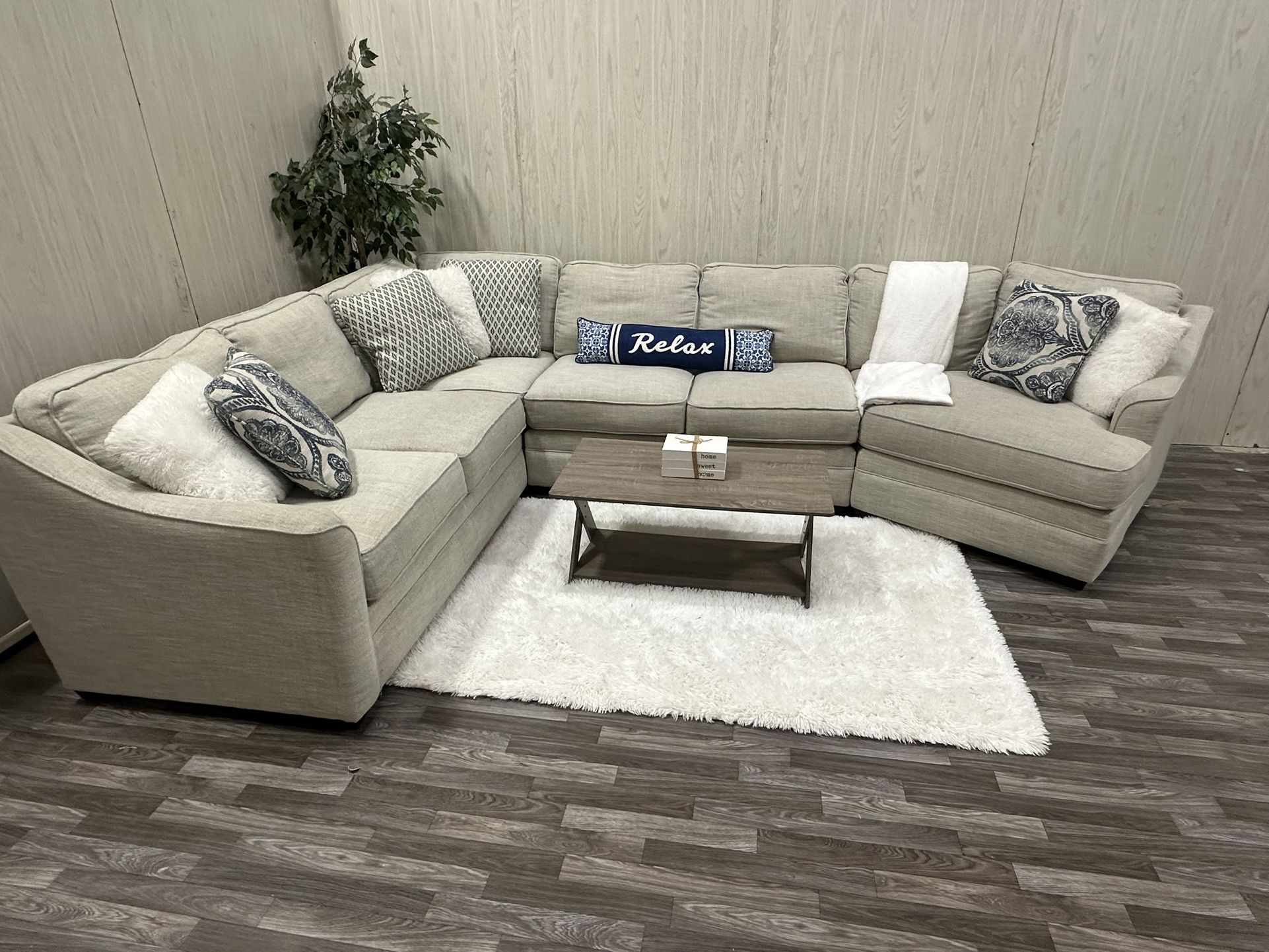 Large Gray/Beige Sectional w/ Cuddler - Delivery Available