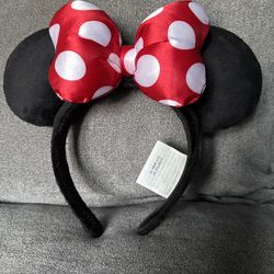 Black with puffy red and white puffy bow Disney ears