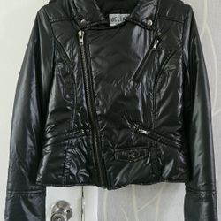 Black faux leather biker jacket dELiAs