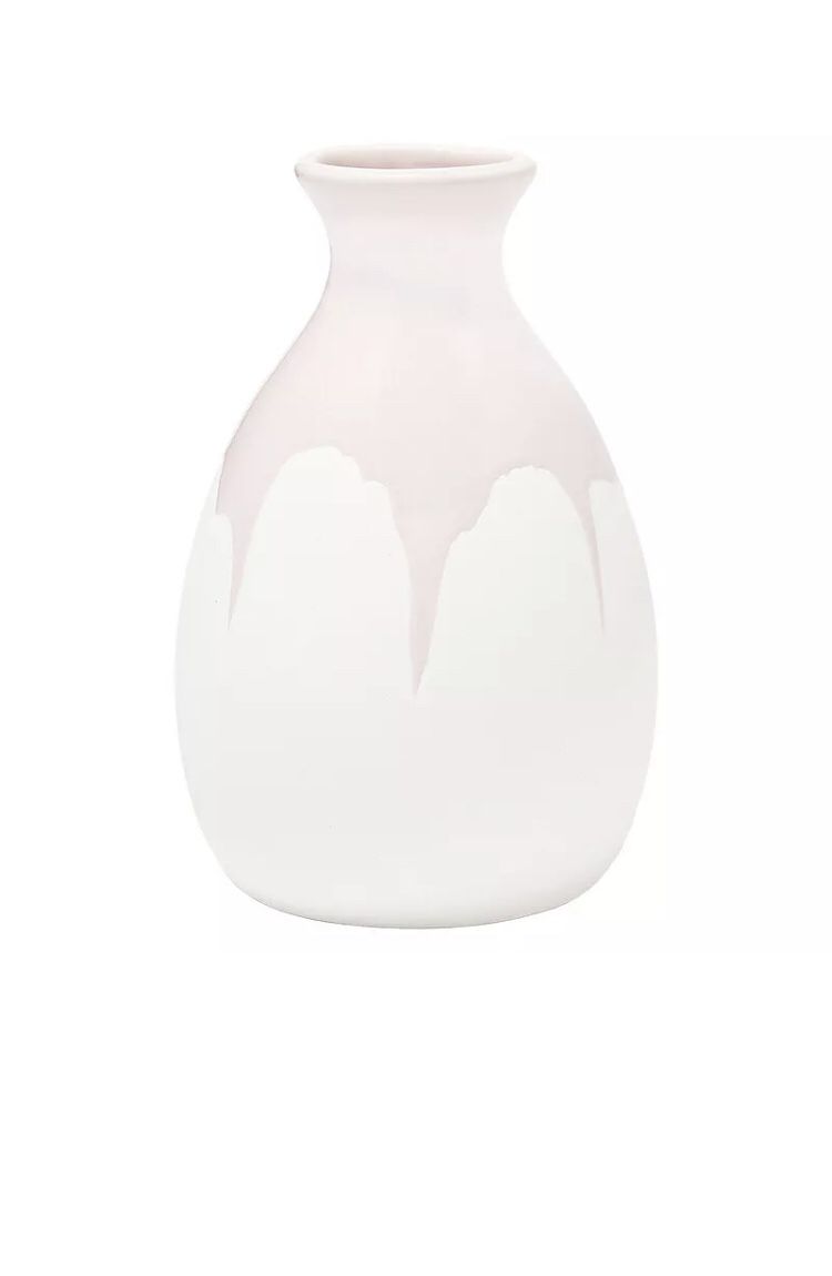 Isaac Mizrahi Loves XO, Sienna Ceramic Decorative Vase, Pink + White, NIB