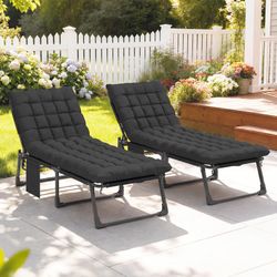 Set of 2 Folding Chaise Lounge Chairs