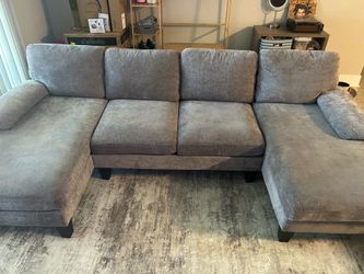 Stylish Dark Gray Velvet Sofa - Like New!