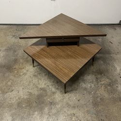 Mid-century modern two-tier boomerang corner table from the 1950s