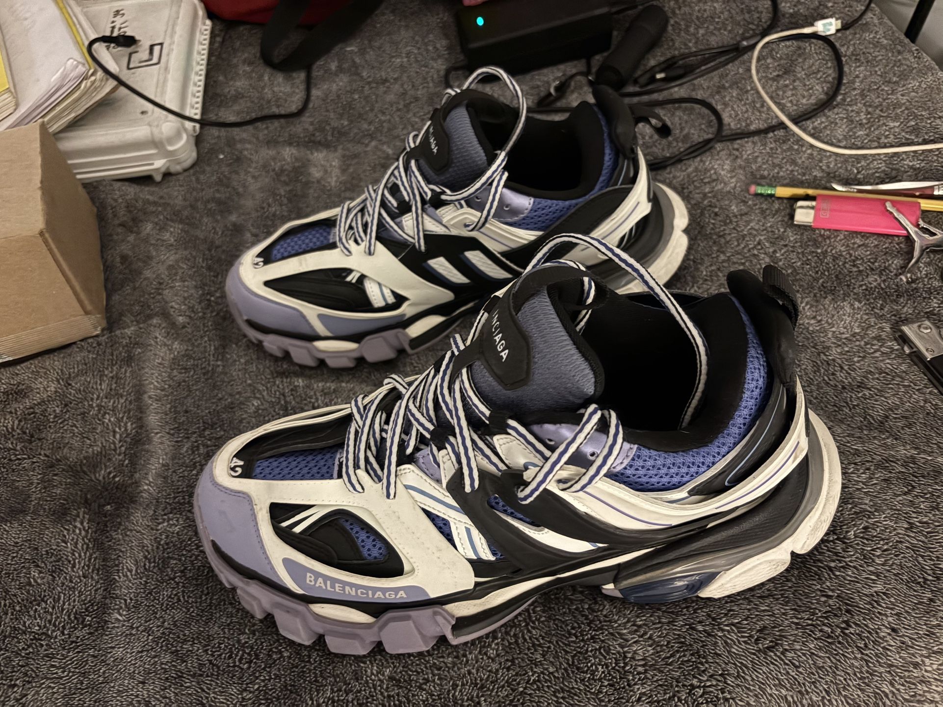 Brand New Men’s Size 9 White Blue Gray Balenciaga Track Shoes