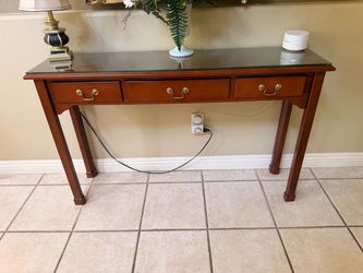 Bombay Company Cherrywood Console Table with Glass Top