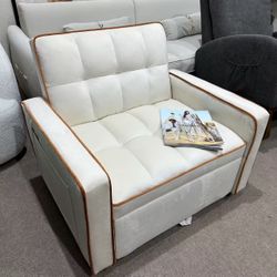 35-inch Futon Sofa Chair with Pull Out Bed, Modern Tufted Velvet 3 in 1 Convertible Sleeper Sofa Chair with a Pillow for Small Space, Living Room, Apa