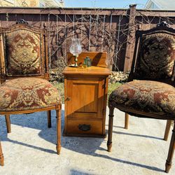 2 Beautiful Antique Louis XVI Style Carved Accent Chairs