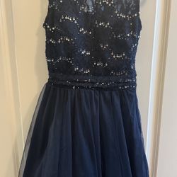 Speechless Navy Blue Lace Dress with Silver Sequins - Brand New with Tags