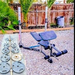 245lbs Olympic Weights+ Bench + Barbell 