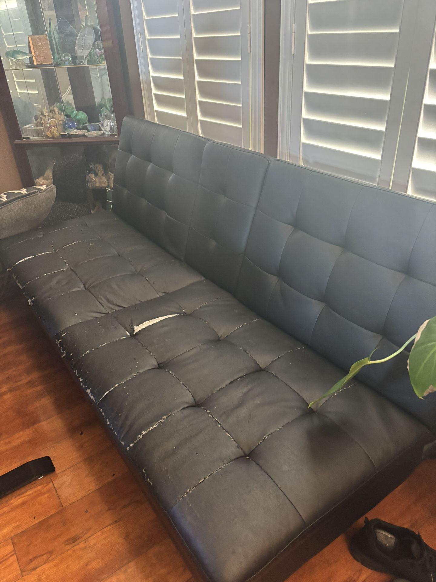 Black Faux Leather Couch