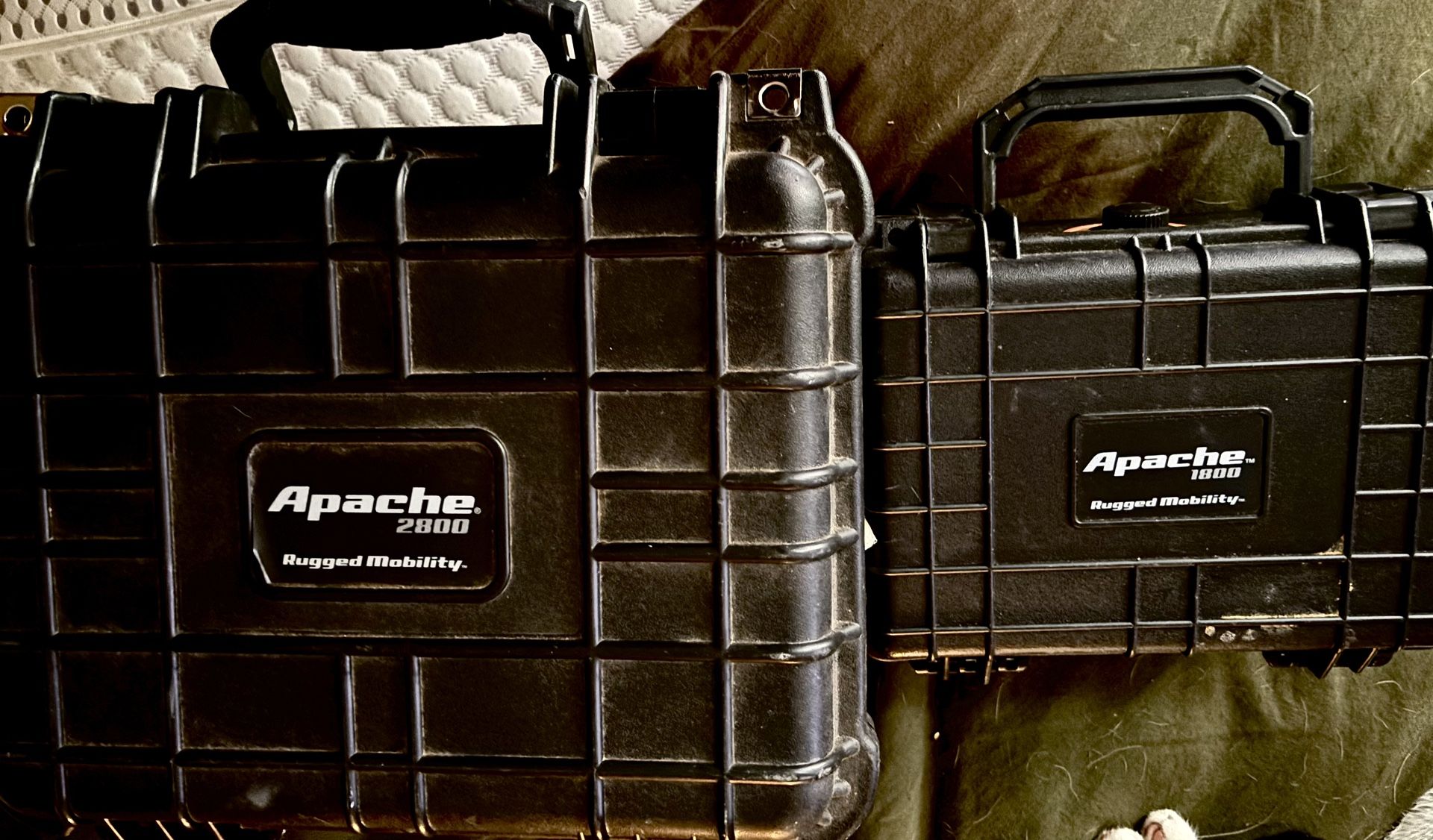 2 Hard Case Apache Carrying Cases APACHE 2800 And 1800 Weatherproof Protective Cases, Medium, And Small Black
