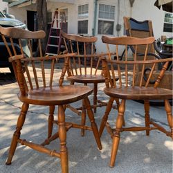 3 Wooden Antique Chair Set Authentic Furniture Products 