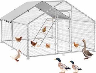 Large Metal Chicken Coop with Roosting Perch, Waterproof and Uv-Resistant Cover, Large Metal Chicken Coop with Roosting Perch, Waterproof and Uv-Resis