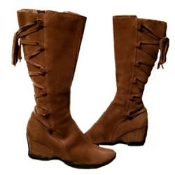 Sofft Chestnut Suede Lace-up Boot EUC 9