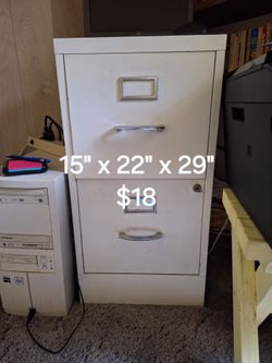 2 Drawer White Metal Filing Cabinet
