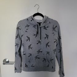 Forever 21 Gray Swallow Bird Sweatshirt SMALL